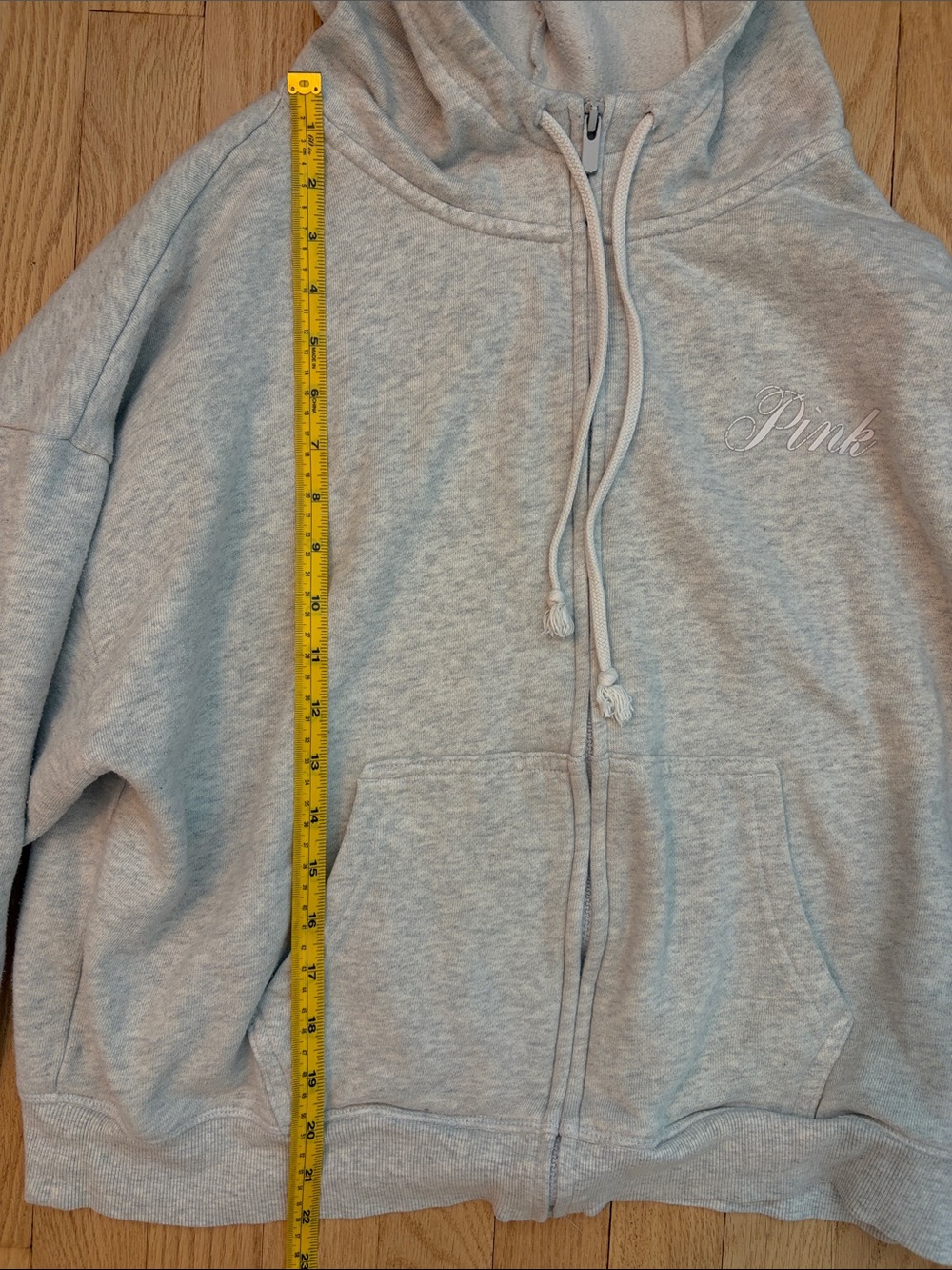 PINK Victoria's Secret Light Gray Full-Zip Hooded Sweatshirt - Picture 3 of 4